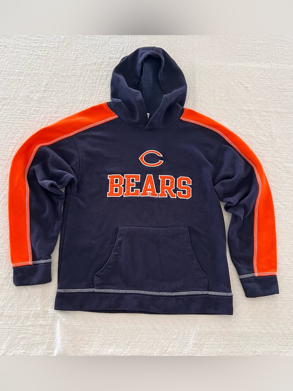 Chicago Bears NFL Apparel Youth Navy and Orange Pullover Hoodie Size Large